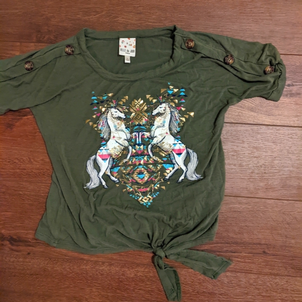 Belle du Jour girls unicorn horse shirt‎ girls large